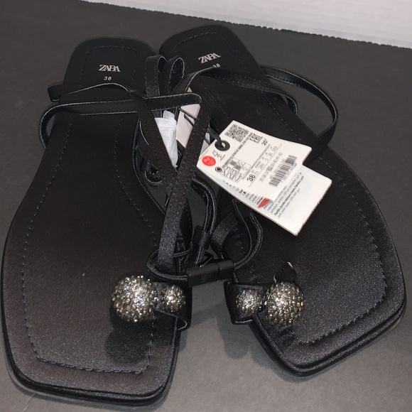 NWT Zara Sparkly low heeled toe sandal - Picture 8 of 13